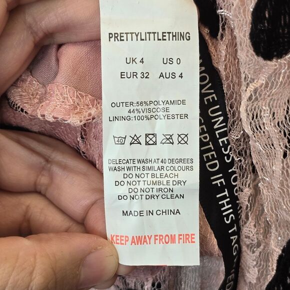 NWT PrettyLittleThing Women's Size 0 Pink Lace Polka Dot Cropped Blouse - Picture 13 of 16